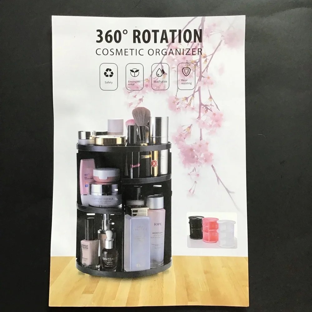 Make-up Storage Holder Black Adjustable Rotating Organizer